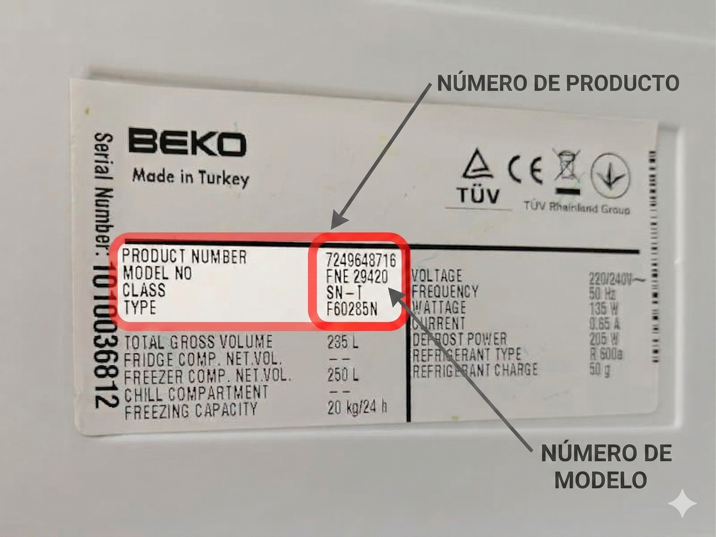 Etiqueta frigorífico Beko