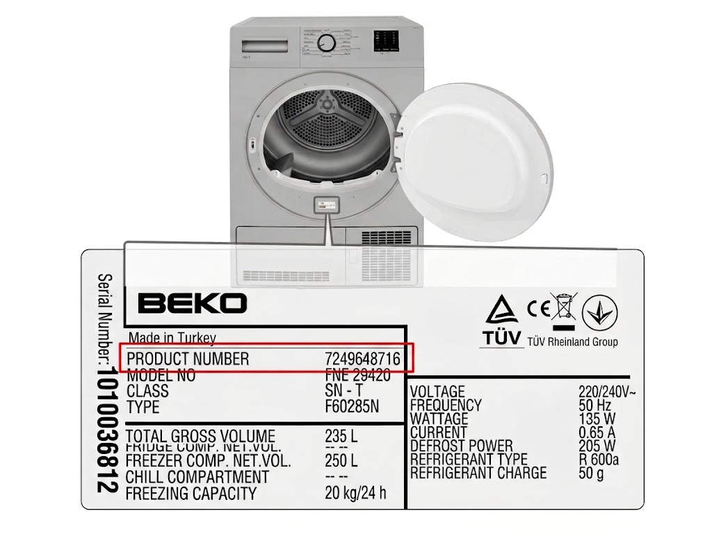 Etiqueta secadora Beko