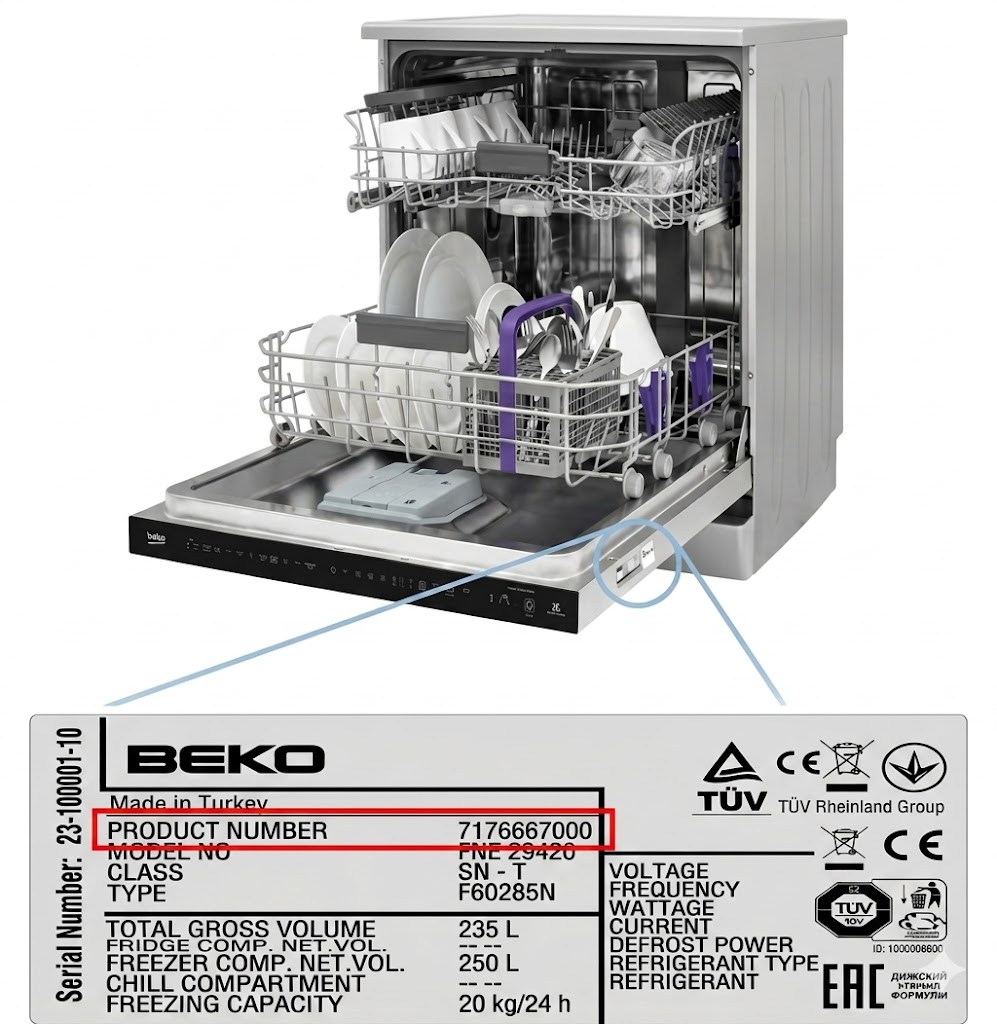 Etiqueta lavavajillas Beko