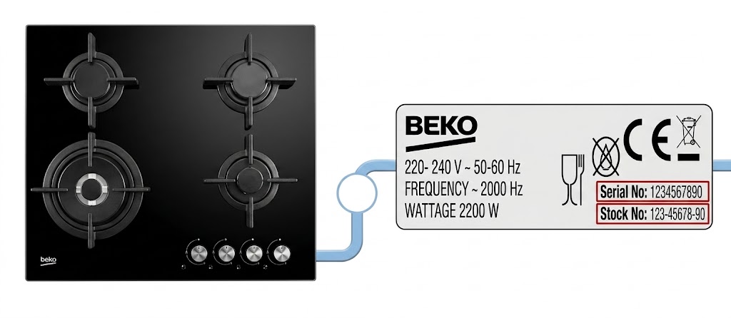 Etiqueta cocina gas Beko