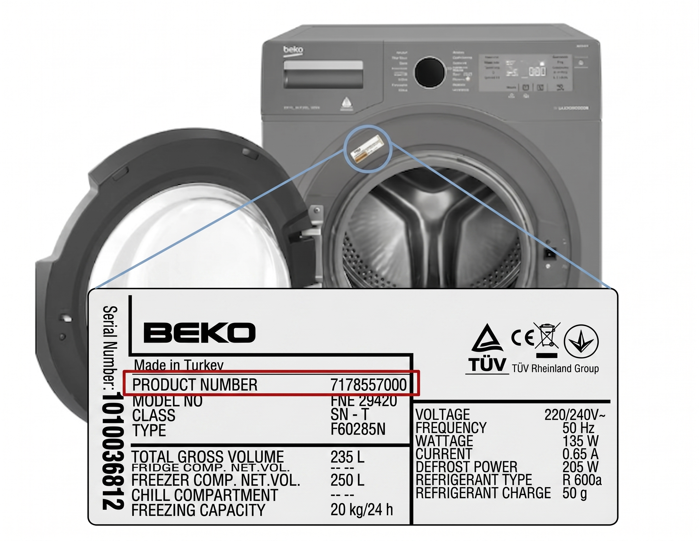 Etiqueta lavadora Beko