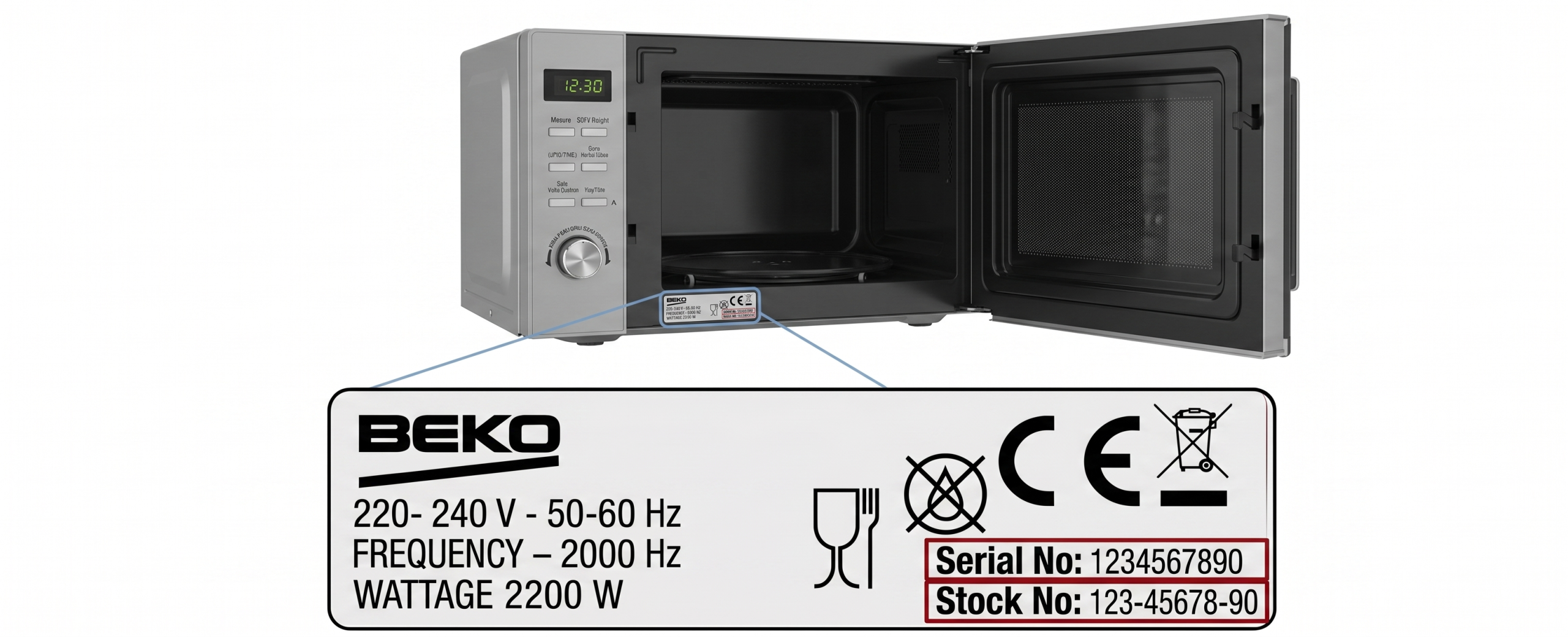 Etiqueta microondas Beko